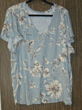 Maurices 24/7 Waverly Floral Flutter Sleeve Knit Top
